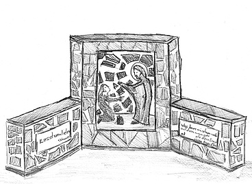 Zeichnung des Heiligendenkmals - Bataver