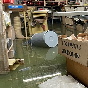 Überflutete Werkstatt der Pfadfinder
